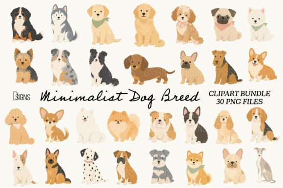 Download Minimalist Cute Dog Breed Clipart Bundle - Minimalist Collection