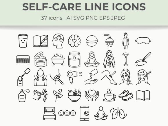Download Self-Care Line Icons – Wellness &amp; Beauty - Care Collection