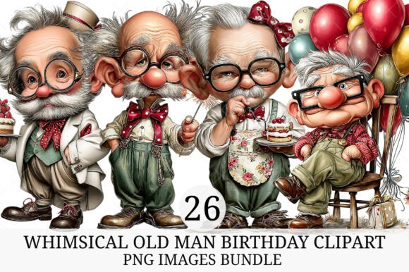 Download Whimsical Old Man Birthday Clipart - Birthday Collection