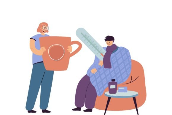 Download Man Having Cold and Flu, Wrapping Himsel - Flu Collection