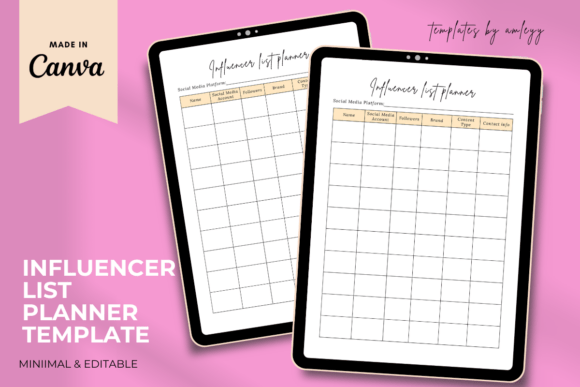 Download Influencer List Planner Template - Flu Collection