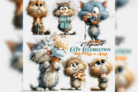 Download Birthday Cat Clipart PNG Party Bundle - Birthday Collection