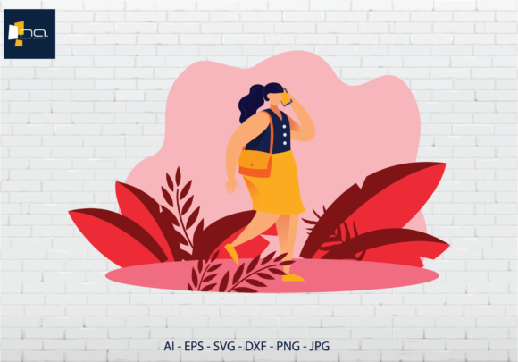 Download Flat Career Woman and Telephone - Care Collection